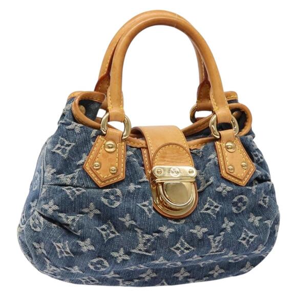 LOUIS VUITTON Monogram Denim Preity Hand Bag Blue M95020 - Picture 1 of 16
